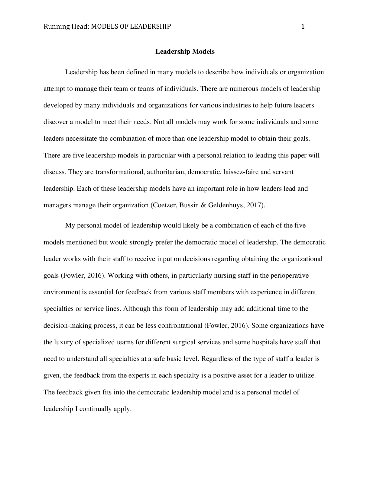 Preview image for NUR 670 week 8 Assignment, Models of Leadership